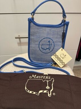 Masters Blue Woven Crossbody with Leather Trim